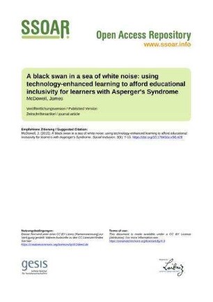 A black swan in a sea of white noise: using technology-enhanced learning to afford educational inclusivity for learners with Asperger's Syndrome