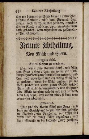 Neunte Abtheilung. Von Milch und Eyern.