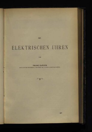 Die Elektrischen Uhren