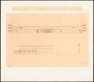 Empfangsgebäude an einer Vorortbahn Monatskonkurrenz Mai 1929: Aufriss Vorderansicht, Seitenansicht