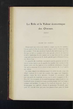 Le Role et la Valeur économique des Oiseaux.