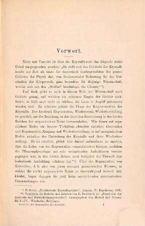 Die Regeneration der Krystalle : eine morphologische Studie