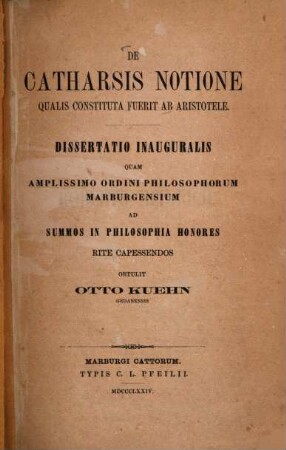 De Catharsis notione : Qualis constituta fuerit ab Aristotele
