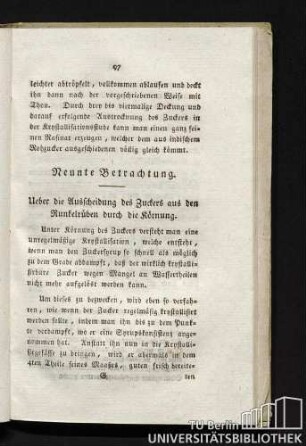 Ueber die Ausscheidung des Zuckers aus den Runkelrüben durch die Körnung.