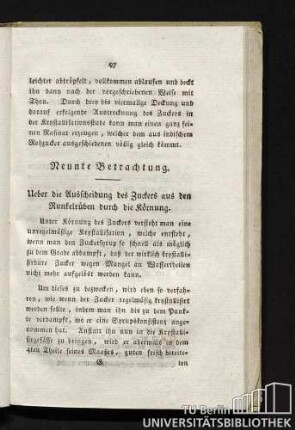 Ueber die Ausscheidung des Zuckers aus den Runkelrüben durch die Körnung.