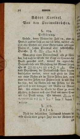 Achtes Kapitel. Von den Decimalbrüchen.