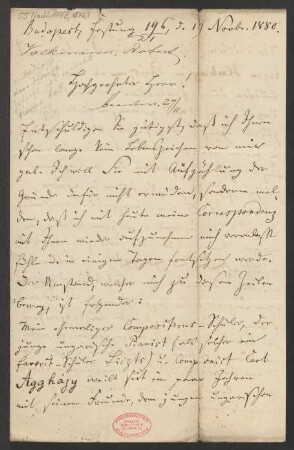 Brief an B. Schott's Söhne : 19.11.1880