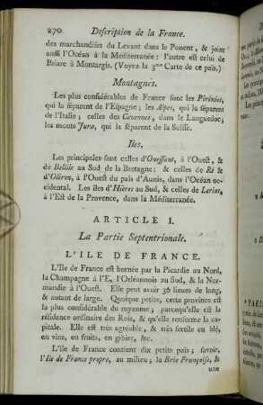 Article I. La Partie Septentrionale.