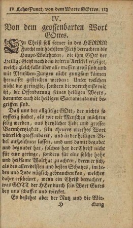 IV. Von dem geoffenbarten Wort Gottes