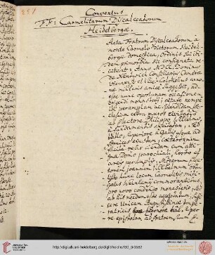 Conventus FF: Carmelitarum Discalceatorum Heidelbergae