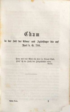 Geschichte der Stadt und Pfarrei Cham