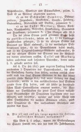§. 6. B. Wie oft und auf wie lange wurden die Hessen-Casselschen Stände versammelt?