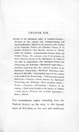 Chapter XIX: Account of the Bakhtiyari tribes