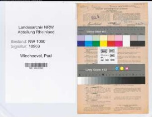 Entnazifizierung Paul Windhoevel, geb. 16.08.1892 (Oberinspektor)