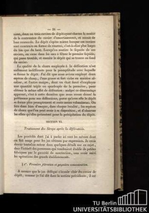 § 1er. Première filtration et première concentration