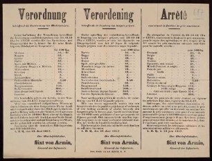 "Verordnung betreffend die Festsetzung von Höchstpreisen"
