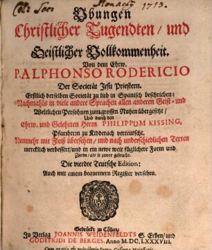 Ubungen Christlicher Tugendten und Geistlicher Vollkommenheit