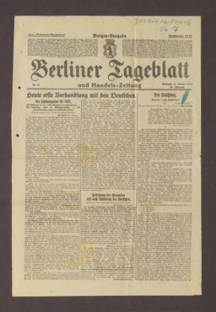 Artikel aus: - Deutsche Tageszeitung "Die 'Legende' vom Dolchstoß" (14.01.1922) - Berliner Tageblatt "Der Dolchstoß. Legende, nicht Geschichte" von Paul von Schoenaich (11.01.1922)