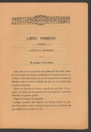 Libro primero - Capítulo primero - [incompleto] : El prólogo de un drama