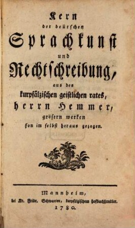 Kern der deutschen Sprachkunst