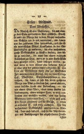 Erster Abschnitt. Vom Aderlassen.