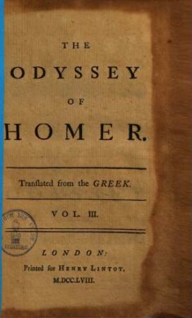 The Odyssey of Homer, 3