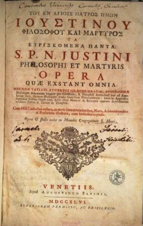 S. Justini Phil. et Mart. Opera omnia