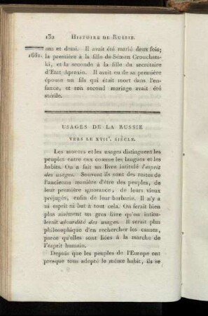 Usages de la Russie vers le XVIIe siècle