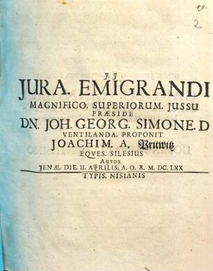 Jura. Emigrandi.