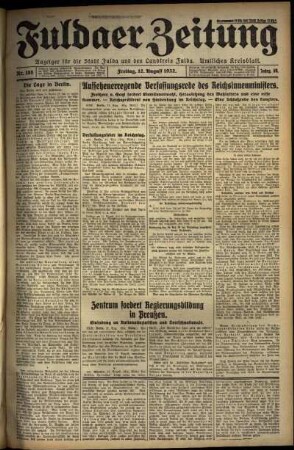 Ausgabe vom Freitag, den 12. August 1932.