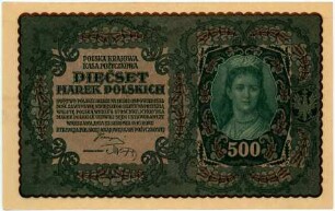Geldschein, 500 Polnische Mark, 23.8.1919