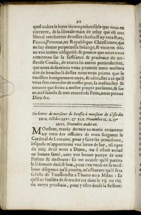 Six lettres de monsieur de Lanssac à monsieur de l'Isle ...
