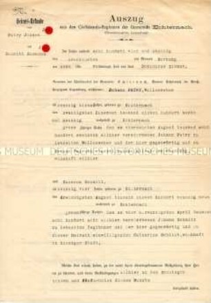 Auszug aus den Civilstands-Registern der Gemeinde Echternach (Heiratsurkunde) - Familienkonvolut