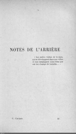 Notes de l'arrière