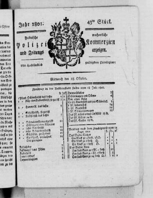 43tes Stück, Ausgabe vom 28. Oktober 1801