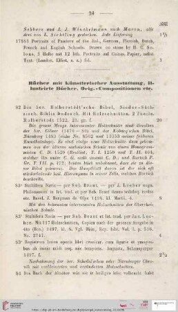 Bücher mit künstlerischer Ausstattung, illustrierte Bücher, Orig.-Compositionen etc (Nr. 82 - 51)