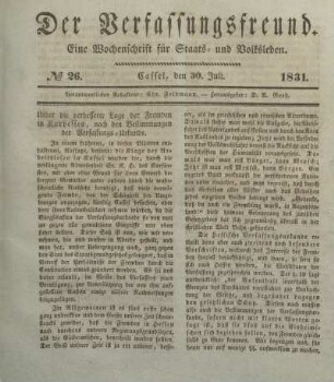 № 26. Cassel, den 30. Juli. 1831.