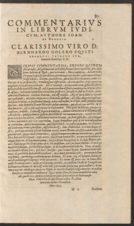 Commentarius In Librum Iudicum, Authore Ioanne Brentio.