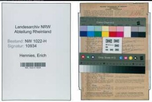 Entnazifizierung Erich Hennies , geb. 20.11.1885 (Kaufmaennischer Angestellter)