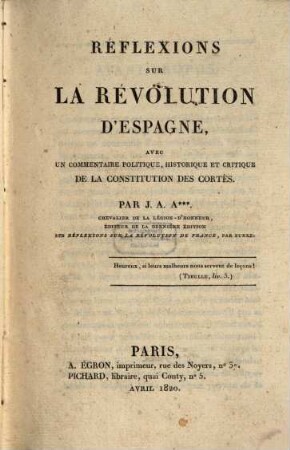 Réflexions sur la revolution d'Espagne