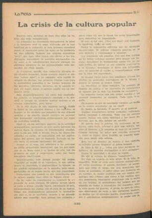 La crisis de la cultura popular