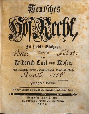 Teutsches Hof-Recht : In zwölf Büchern, Zweyter Band
