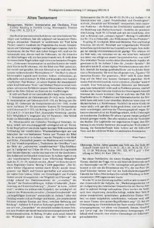 595-596 [Rezension] Brueggemann, Walter, Interpretation and obedience