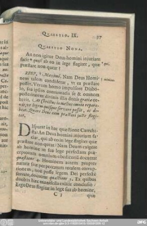 Quaestio Nona. An non igitur Deus homini iniuriam facit quasi ab eo in lege flagitet, quae prastare non queat?