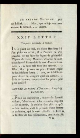 XXIIe Lettre. Toujours dimanche à minuit.