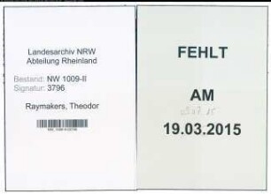 Entnazifizierung Theodor Raymakers , geb. 24.08.1905 (Schmied)
