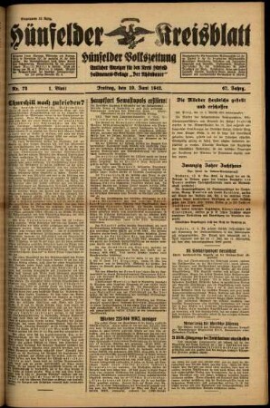 Erste Ausgabe vom Freitag, den 19. Juni 1942.