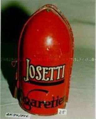 Blechdose (Wollebehälter) in Granatenform für "JOSETTI Cigaretten"