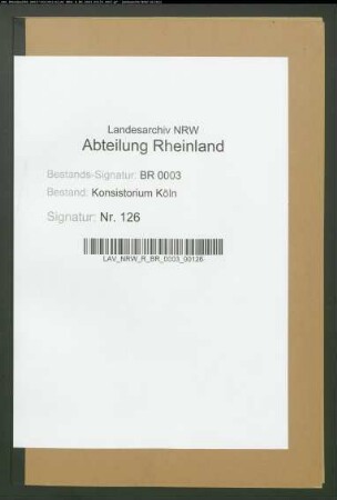 Beschwerden eines Anonymen gegen die evangelischen Pfarrer Schnabel und Eberhardi in Hückeswagen