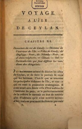 Voyage a l'île de Ceylan : fait dans les annèes 1797 à 1800 ; contenant l'Histoire, la Géographie et la Description des moeurs des habitans, .... 2